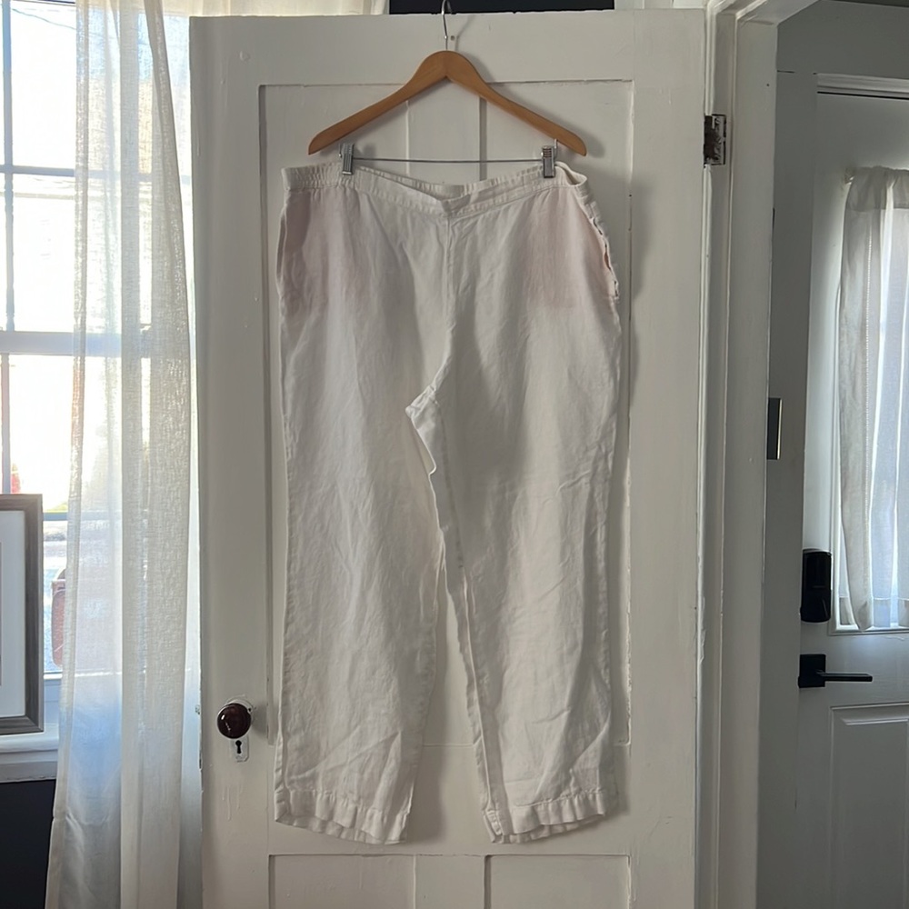 🕶️J. Jill Women's White 100% Linen Wide Leg Pant Size XL